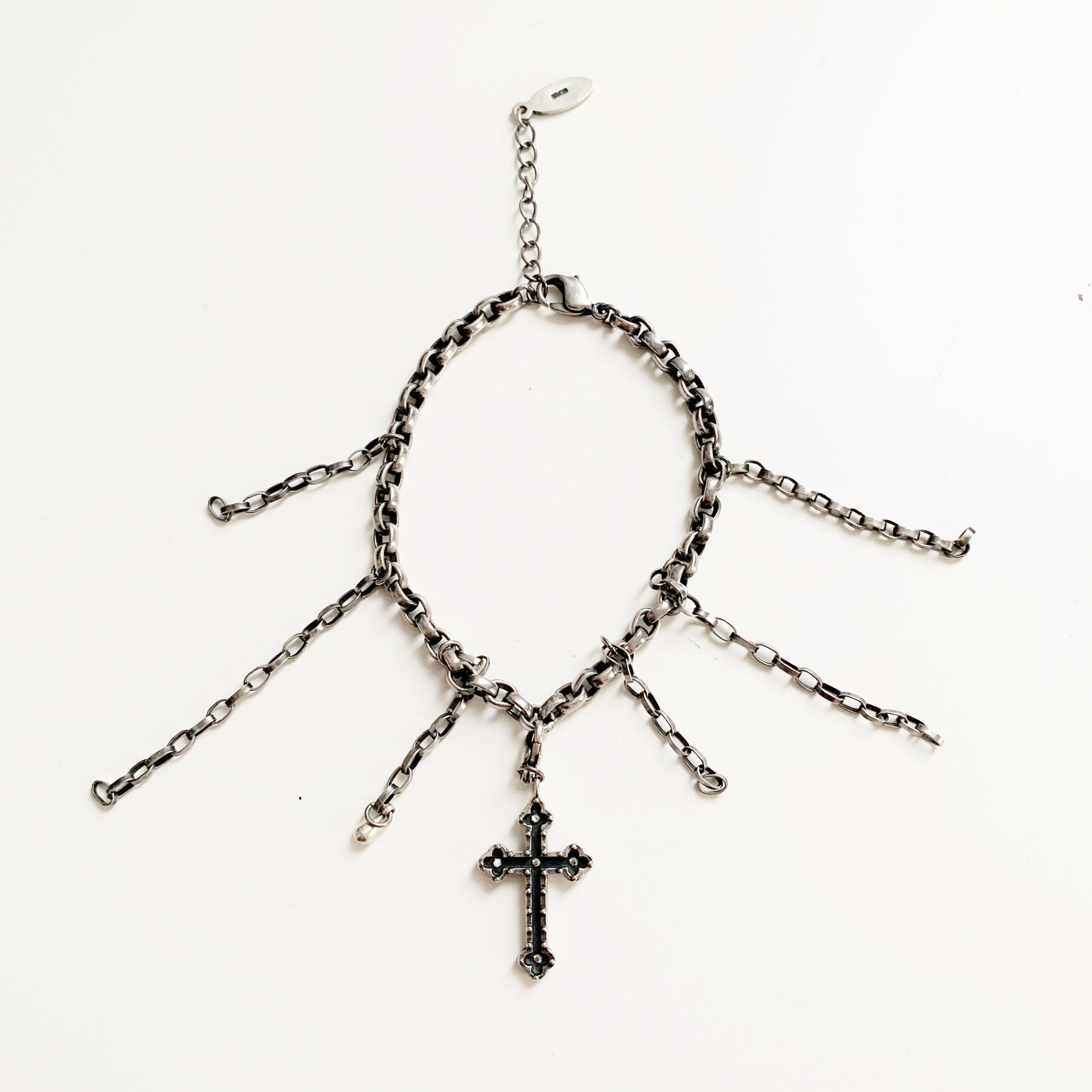 Jean Paul GAULTIER Vintage Cross Chain Design Antique Silver - Etsy