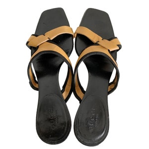 GUCCI for Tom Ford vintage Black x camel bicolor leather sandals image 6