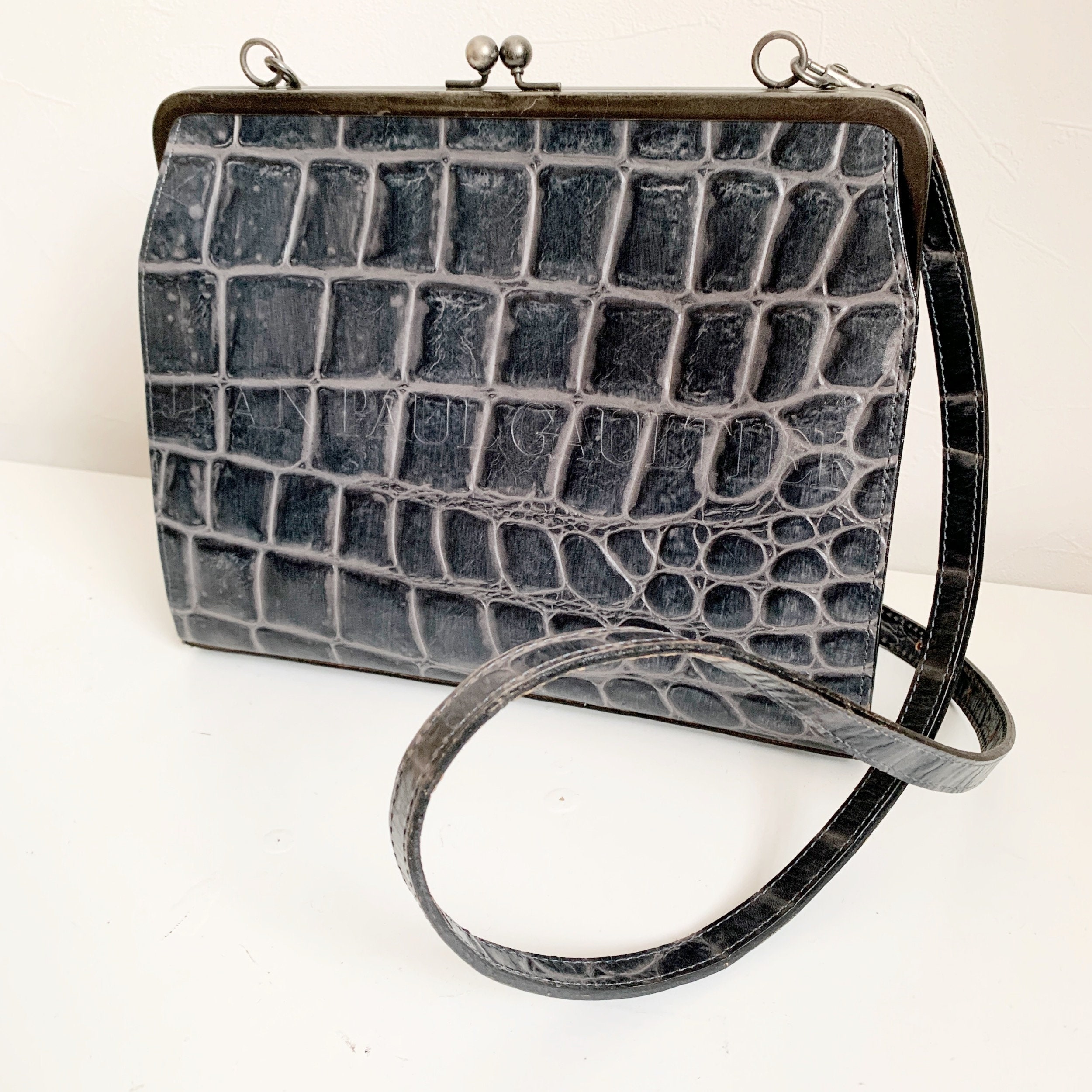 Jean Paul GAULTIER Vintage Embossed Leather Shoulder Bag - Etsy