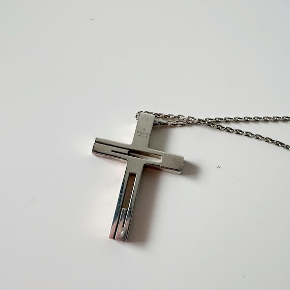Gucci Vintage Cross Design Silver Necklace - Etsy
