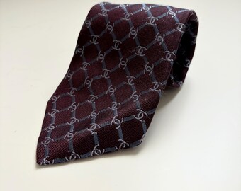CHANEL coco logo silk tie