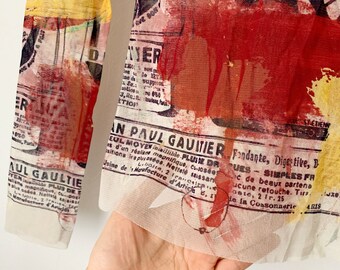 Jean Paul GAULTIER Vintage Power Net Mesh Art Print Top - Etsy