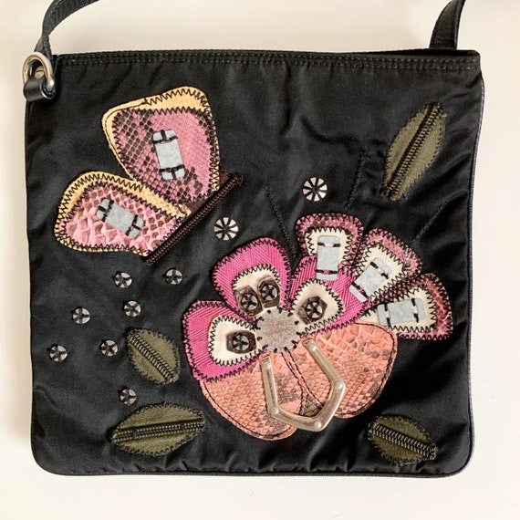 PRADA Flower python embroidery decoration Nylon B… - image 3