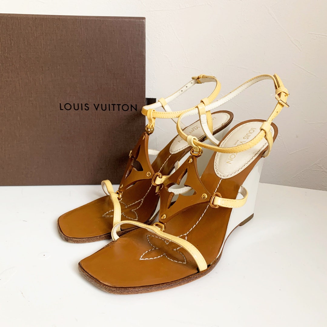 LOUIS VUITTON Sandals Floral Pattern Yellow Flower Monogram 35.5