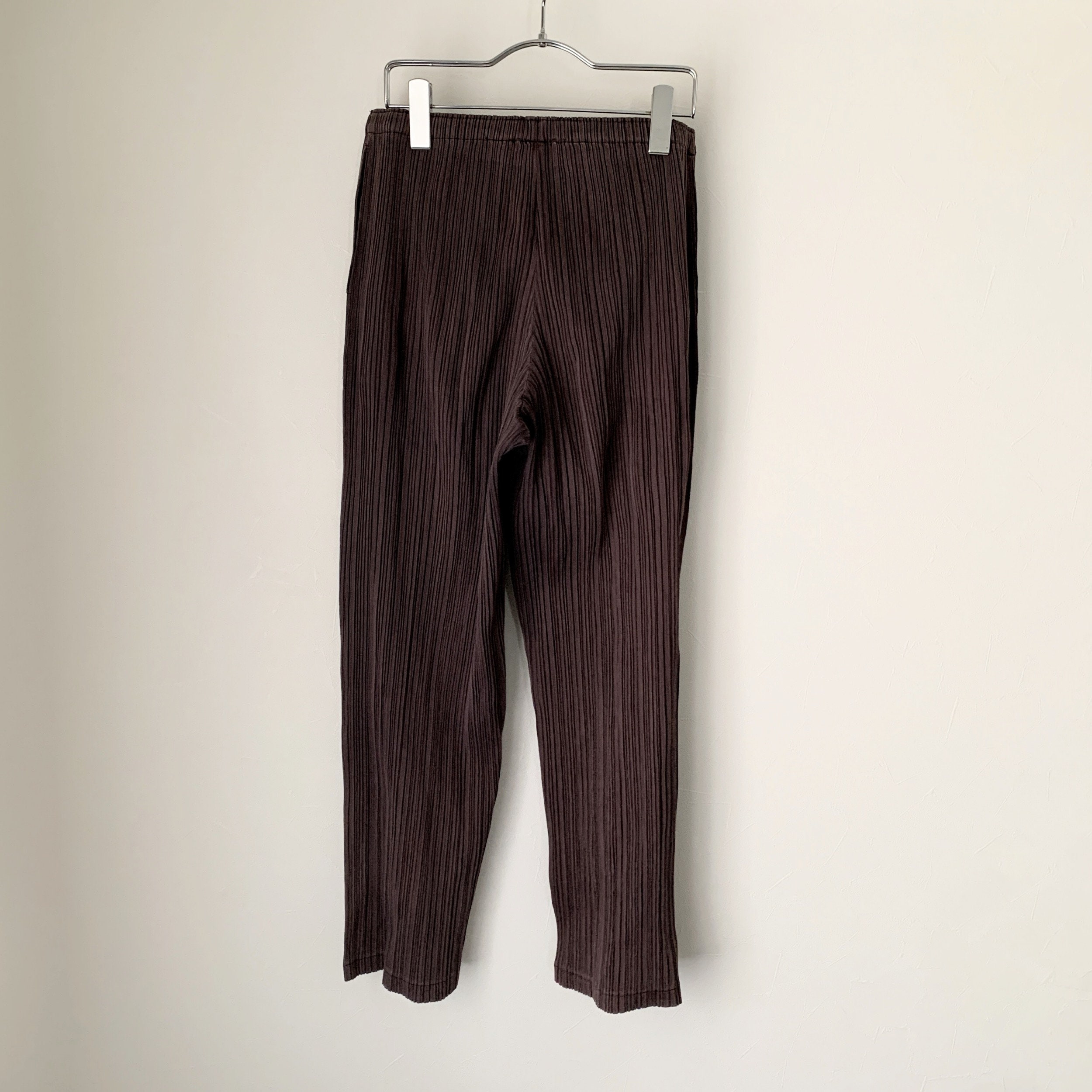 PLEATS PLEASE パンツ（その他） 青 2203225J0019 PLEATS PLEASE Issey Miyake Brown Pleated Pants - Etsy