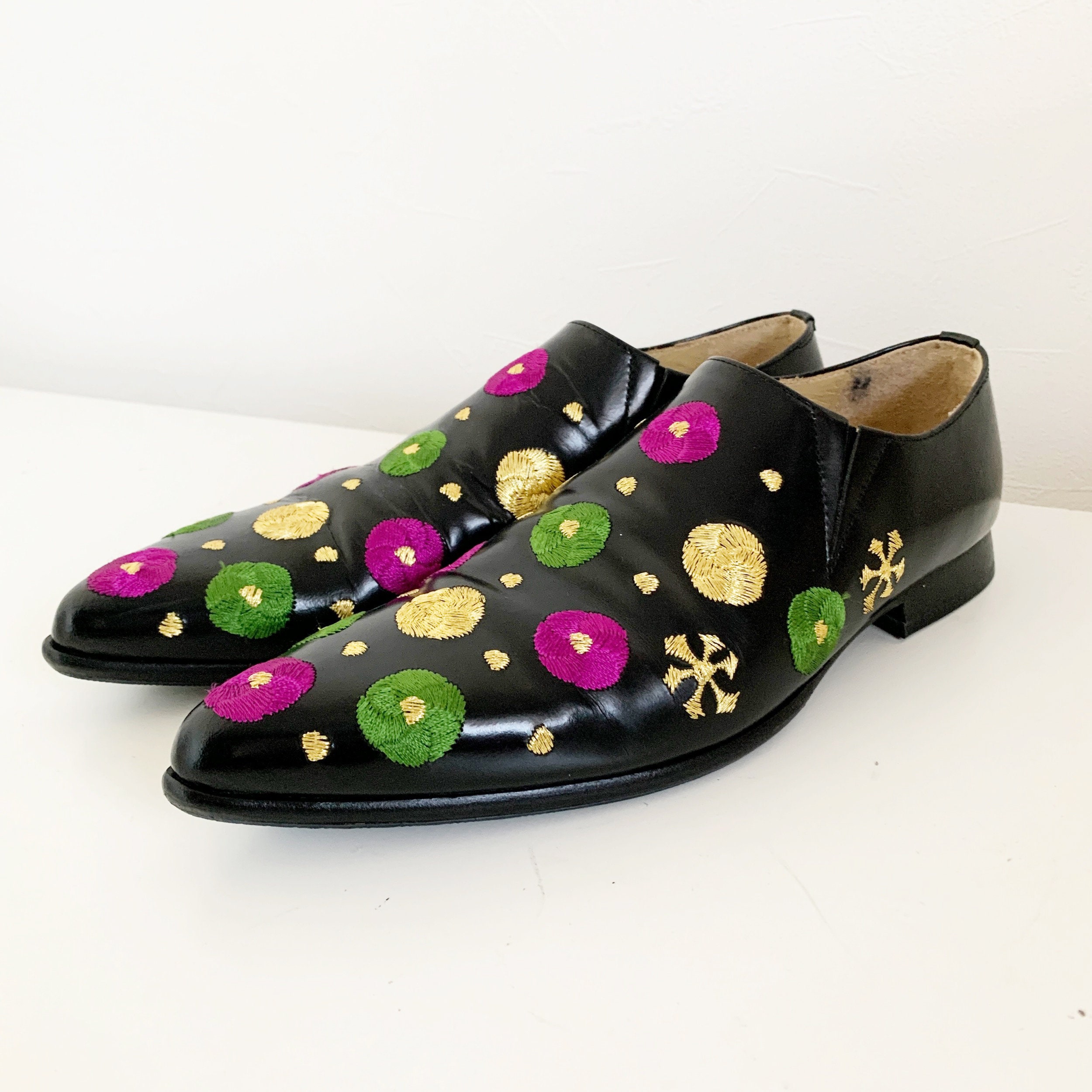Comme Des Garcons Embroidered Design Black Leather Shoes - Etsy
