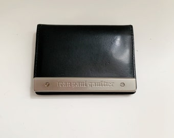 Authentic Jean Paul Gaultier JPG Metal Logo Black Leather