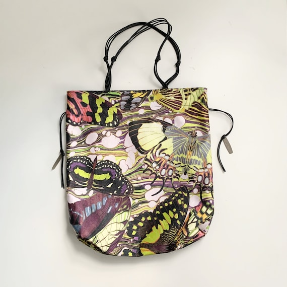 Jean Paul GAULTIER Vintage Butterfly Graphic Print Satin Tote