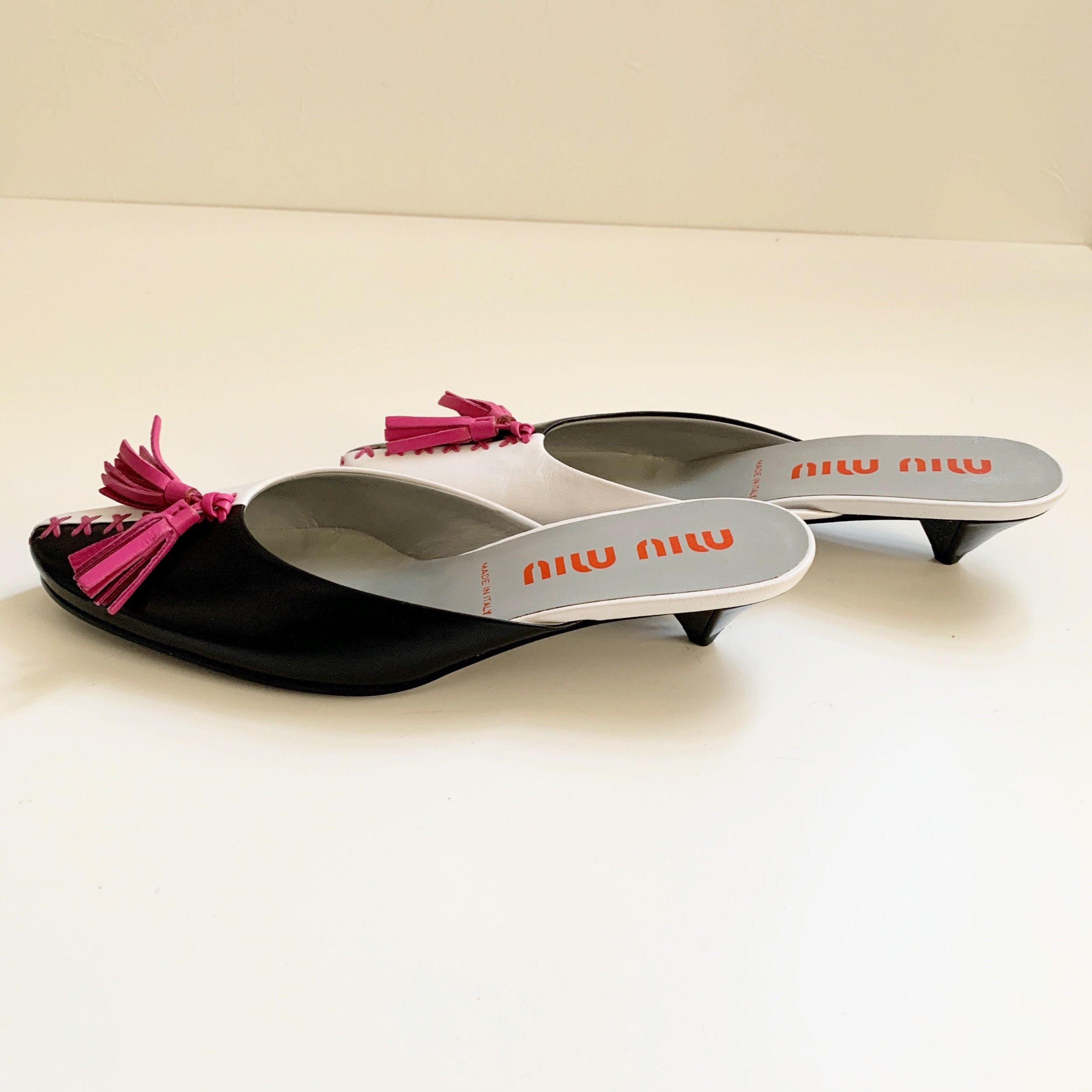 Miu Miu 1998 SS Archive Vintage Tassel Design Leather Mule