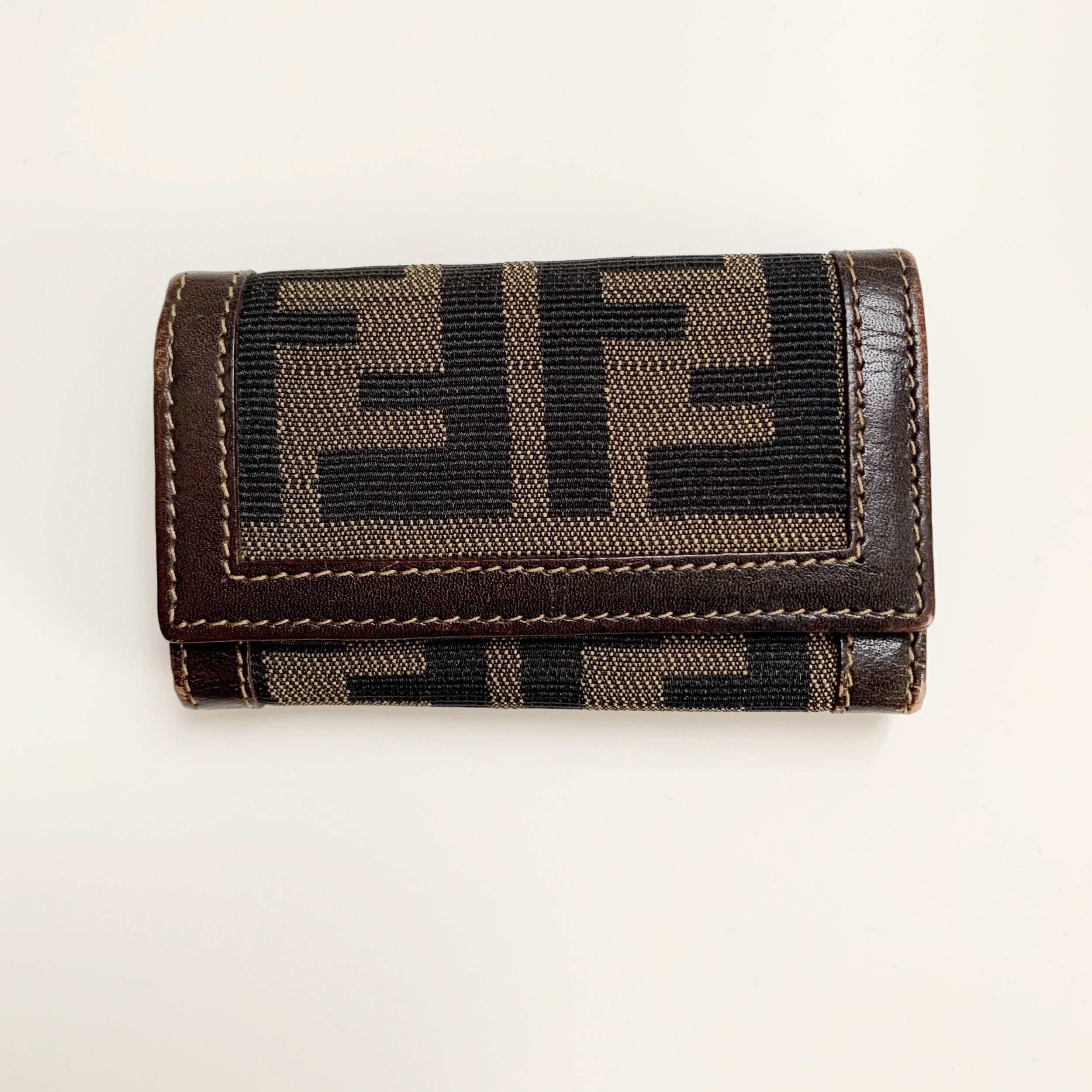 Fendi Dark Gray Zucca Grace Zip Around Wallet - Ann's Fabulous