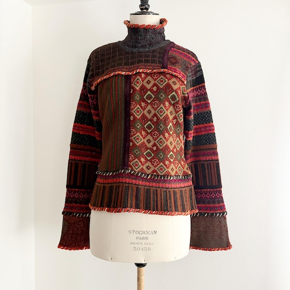 KENZO paris Mixed material docking knit sweater
