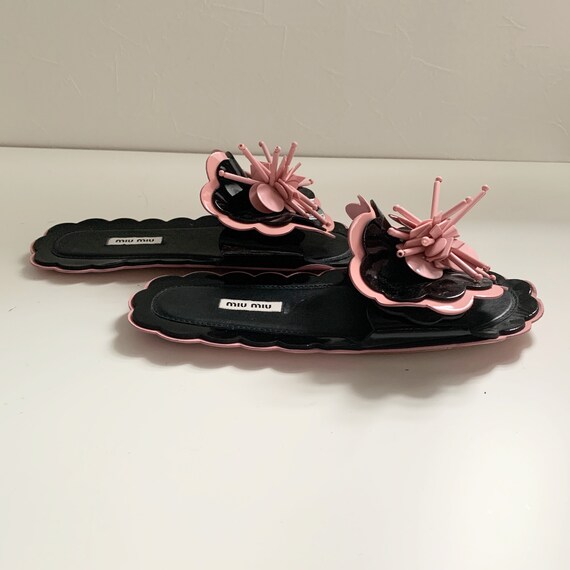 【初売り】 Flat Decoration Design Flower Vintage Miu Miu Sandals Etsy - 靴