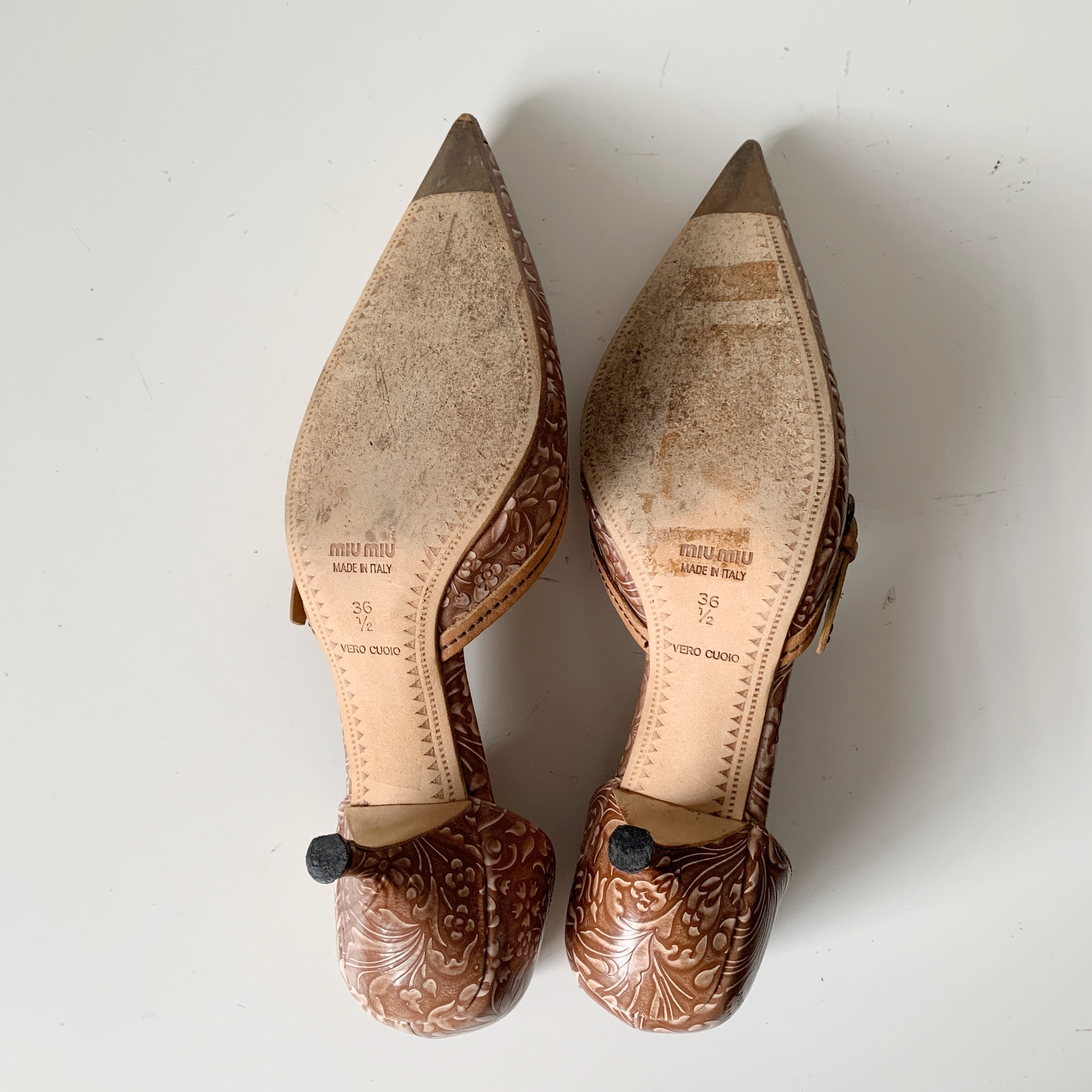 Miu Miu Archive Vintage Floral Pattern Carving Design