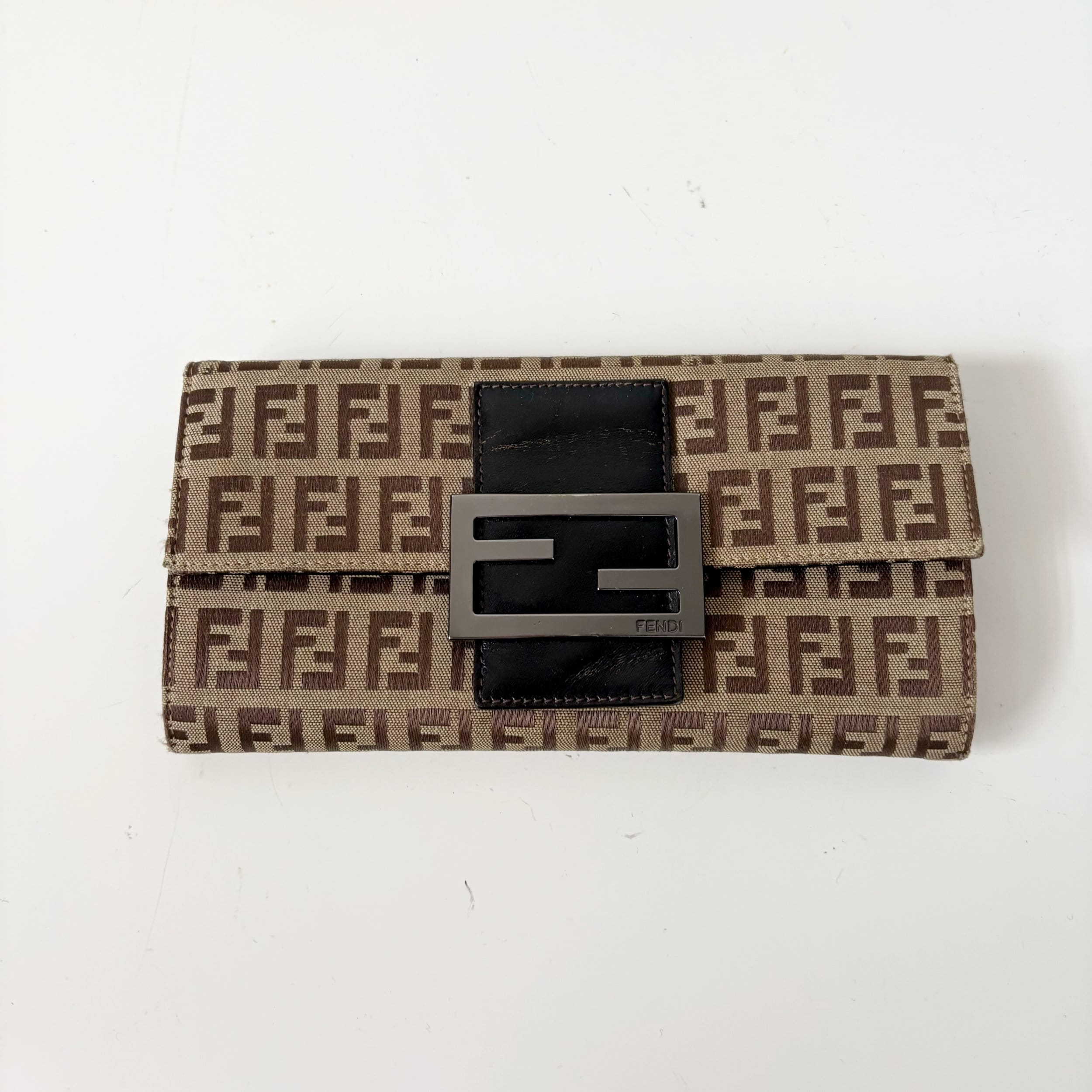FENDI Vintage Zucca Pattern Logo Metal Fittings Long Wallet - Etsy