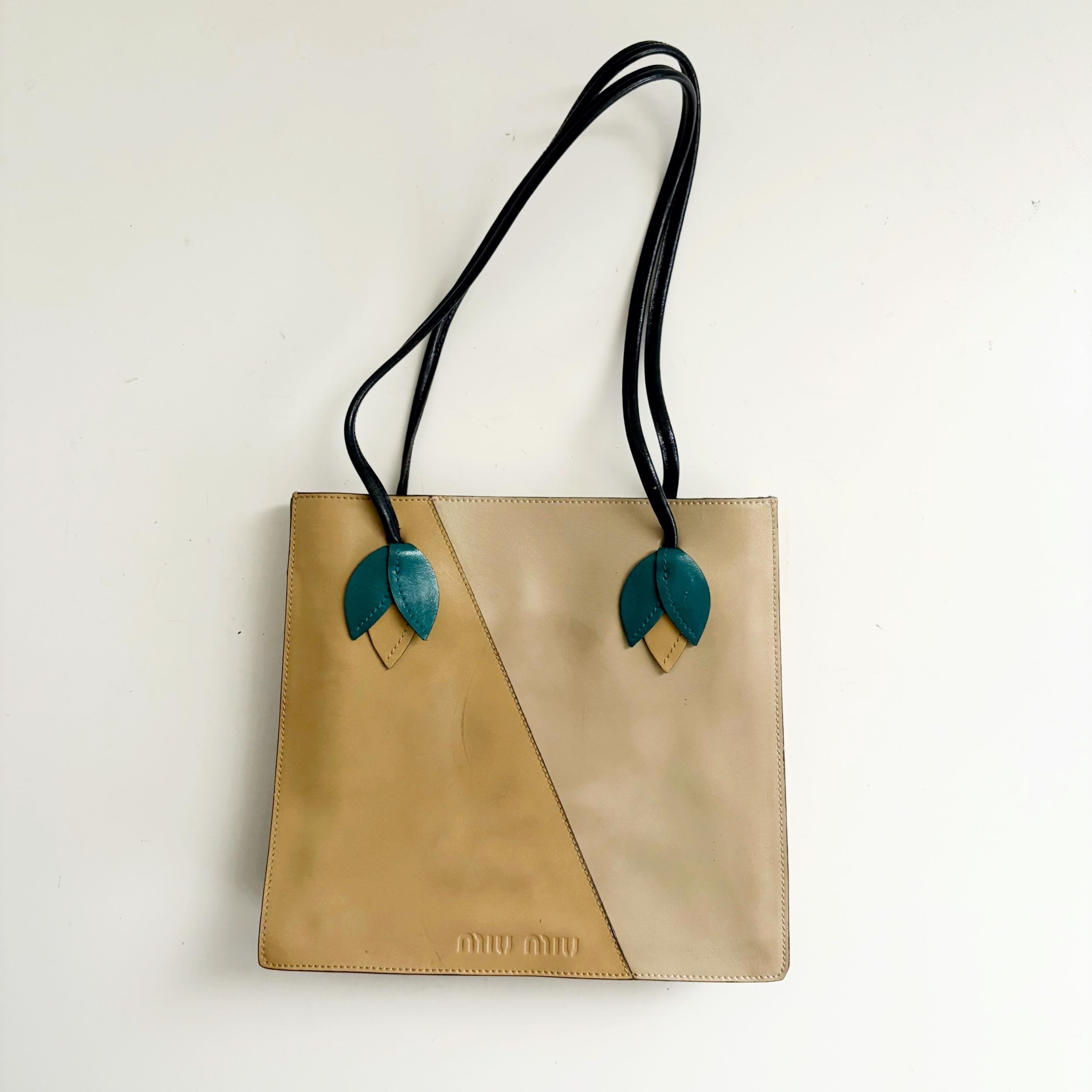 Miu Miu Archive Vintage Bicolor Leaf Design Leather Hand Bag - Etsy UK