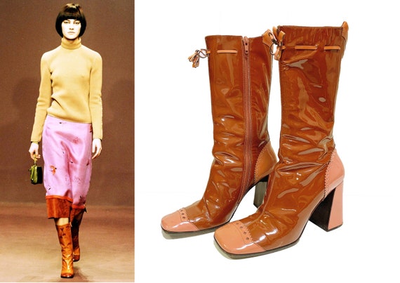 PRADA 1999 vintage Patent leather bicolor middle b