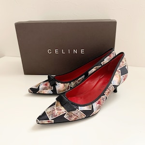 CELINE Landscape print ribbon pumps image 1