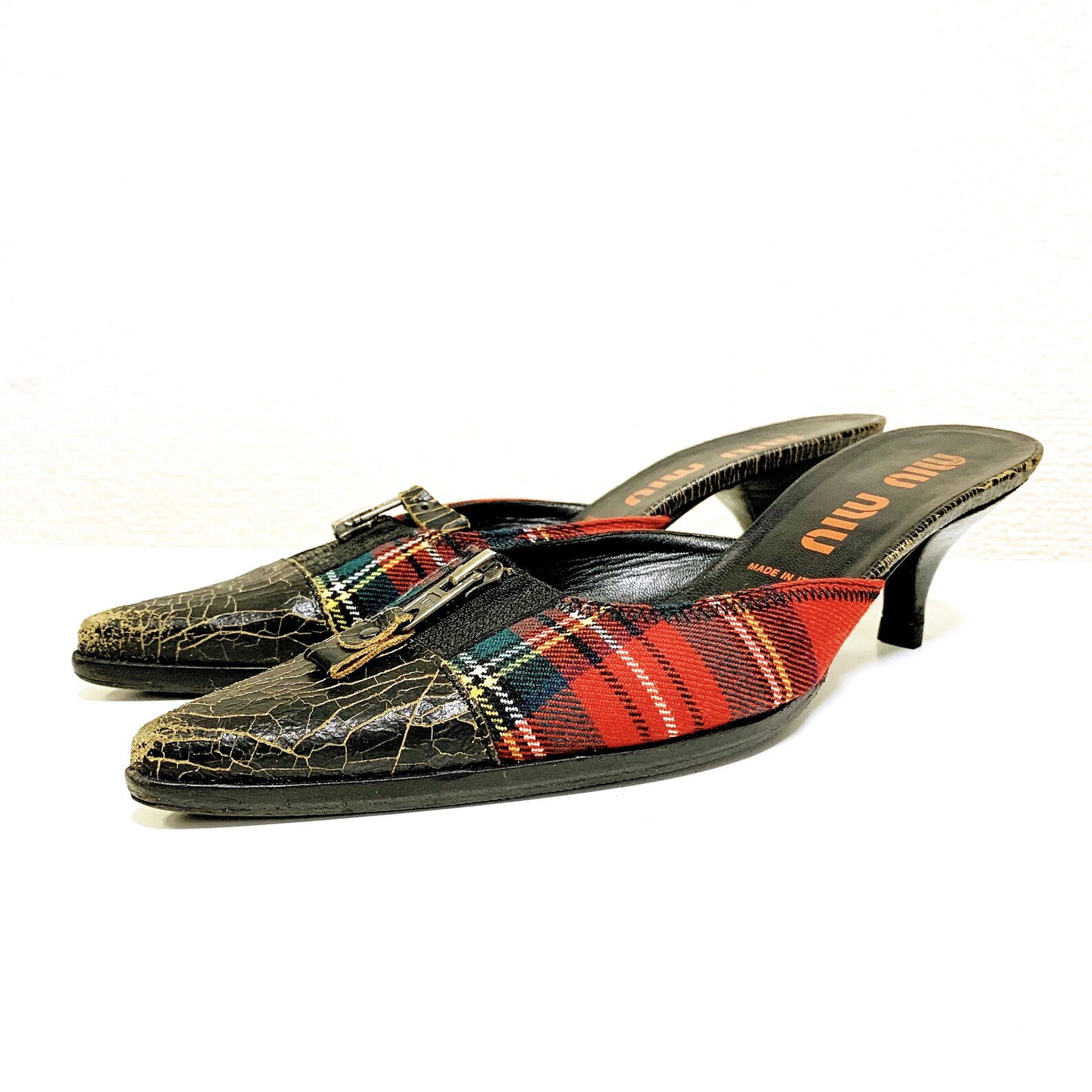 tartan plaid mules