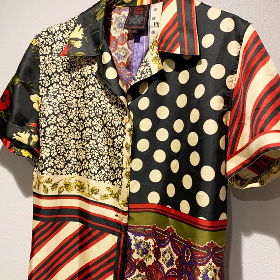 Jean Paul GAULTIER Multi patchwork print short sl… - image 3