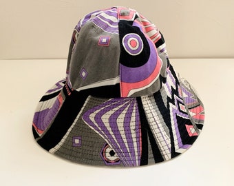 emilio pucci pink multicolor summer printed newsboy bakerboy cap hat! Vintage 70 main image 4