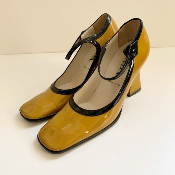 パンプス Prada Bicolor Patent Leather Pumps PRADA Vintage Bicolor Strap Pumps - Etsy