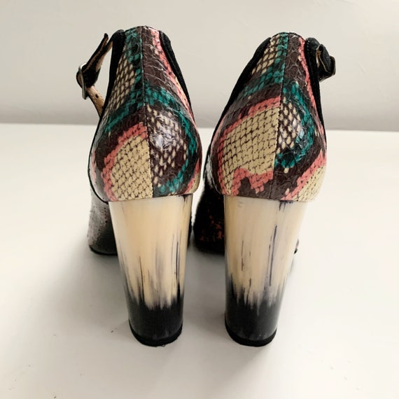 Dries Van Noten Pink Python embossed strap sandals - image 7