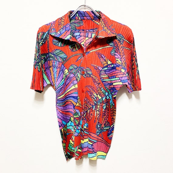 PLEATS PLEASE Issey Miyake Plant Leaf Print Short Sleeve -  Denmark