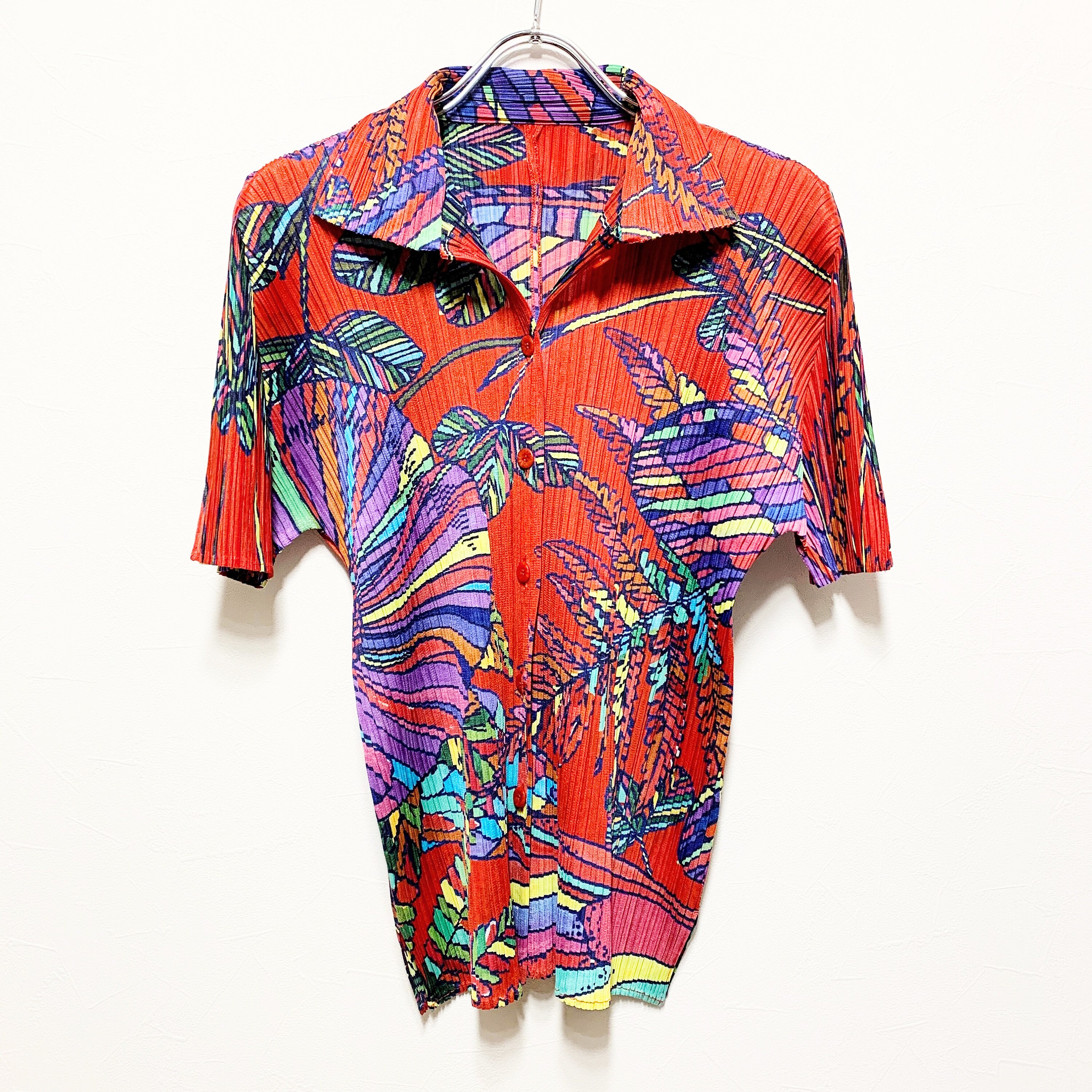 PLEATS PLEASE Issey Miyake Plant Leaf Print Short Sleeve PLEATS PLEASE Issey Miyake Plant Leaf Print Short Sleeve