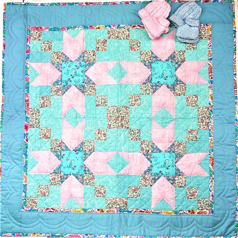 Handmade Baby Quilt With Pink or Blue Hat and Bootiesblue Etsy