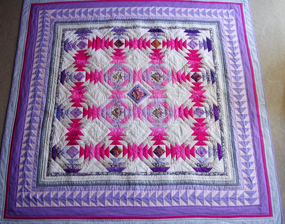 Handmade Lap Quilt 59 Square Traditional Patchwork Etsy