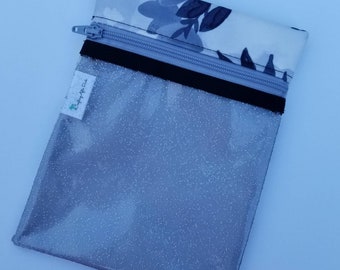 Custom Ju Ju Be Aquarel Ice Glitter Vinyl Pouch, Onyx Collection Jujube EHBO-tas, Luiertas organisatie, Sparkle Clear rits zak