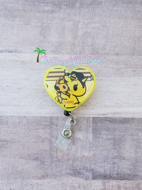 Tokidoki Badge Reel, Cute Badge Holder, Honey Bee Glitter Badge