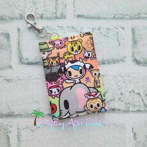 Ready to Ship Custom Ju Ju Be Tokidoki Animalini 2.0 card holder, wallet, snap business card case, bifold wallet, Jujube Crafting After Dark