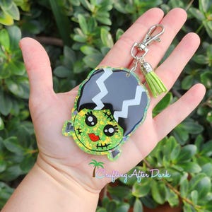 Halloween bag charm, cute girl monster bag clip, monster bride glitter keychain, spooky glitter Monster accessories, zombie keychain,