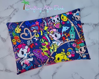 Personalizado Sea Punk Ju Ju Be Tokidoki Glitter Vinilo Zip Medi Sparkle Clear Primeros Auxilios Cremallera Bolsa Clutch Muñeca Pañal Bolsa Accesorio Unicornio C