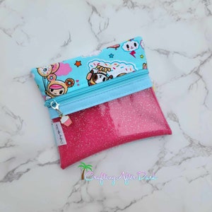 Tokidoki Benutzerdefinierte Glitzer Mini Beutel, Zuckerwatte Stoff, Donutella Vinyl Zip Sparkle klare Reißverschlusstasche, Windeltasche Accessoire