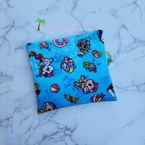 Tokidoki Aloha Custom Pouch, Donutella Beach Vinyl Glitter Zipper Bag, Cute Diaper Bag Accessory, Kawaii Fabric Crafting After Dark