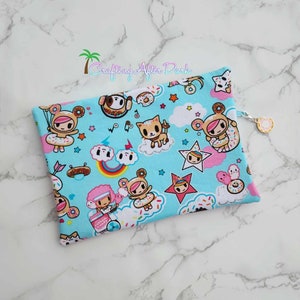 Custom Tokidoki Cotton Candy Zipper Pouch, Donutella Glitter Vinyl Sparkle Clear First Aid Bag Diaper Bag Accessory, Crafting After Dark