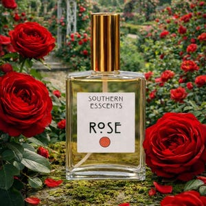 Rose Perfume: Organic Essential Oils, Fresh Flower Fragrance 2oz/60mL