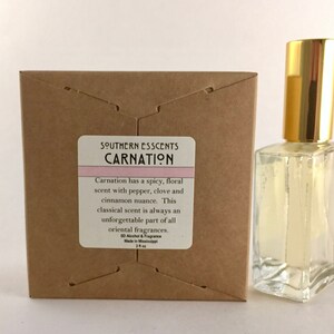 Carnation Perfume 2oz Using essential oils extracted from fresh flowers, a true classic, deep floral notes with a hint of spice image 5