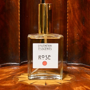 Rose Perfume - 2oz - made with organic essential oils extracted from fresh flowers, a true Rose fragrance that all will enjoy.