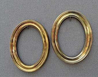 6x8 Oval Frame Bright Gold Shiny Plastic Vintage with Optional Glass and Custom Cut Matting TWO AVAILABLE
