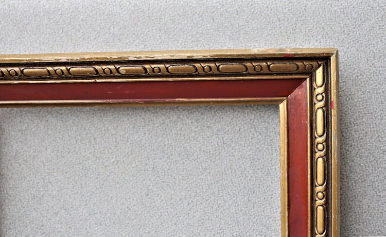 11X14 Frame Vintage Gold and Red Ornate with Optional Glass and Custom Cut Matting