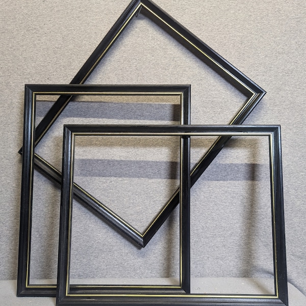 11x14 Frame Vintage Narrow Skinny Black Wood with Optional Glass and Custom Cut Matting