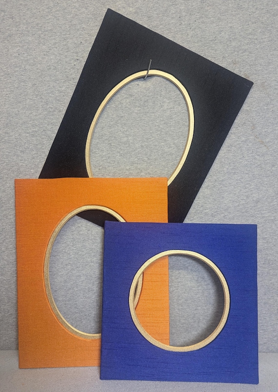 Faux SILK Picture Matting Hand Wrapped Double Mat OVAL or ROUND Choice of Color Custom Sizes up to 20x24 Outer
