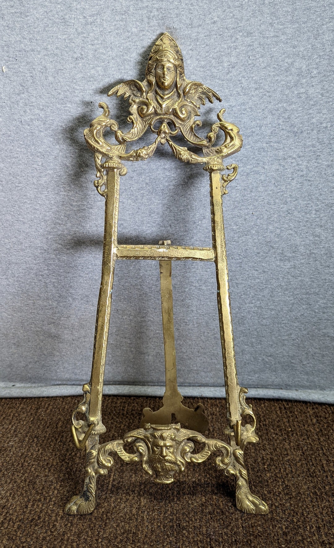 Large Brass Easel Picture Holder Ornate 18 Tall Etsy