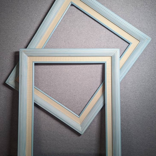 14x18 Frame Vintage Aqua Blue with Wide Linen Liner with Optional Glass and Custom Cut Matting