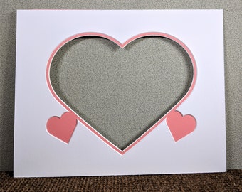 11x14 Double Mat Hearts to fit 8x10 Photo with Choice of Color