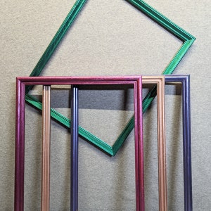11x14 Wood Frame METALLIC Colors Narrow Profile with Optional Glass and Custom Cut Matting