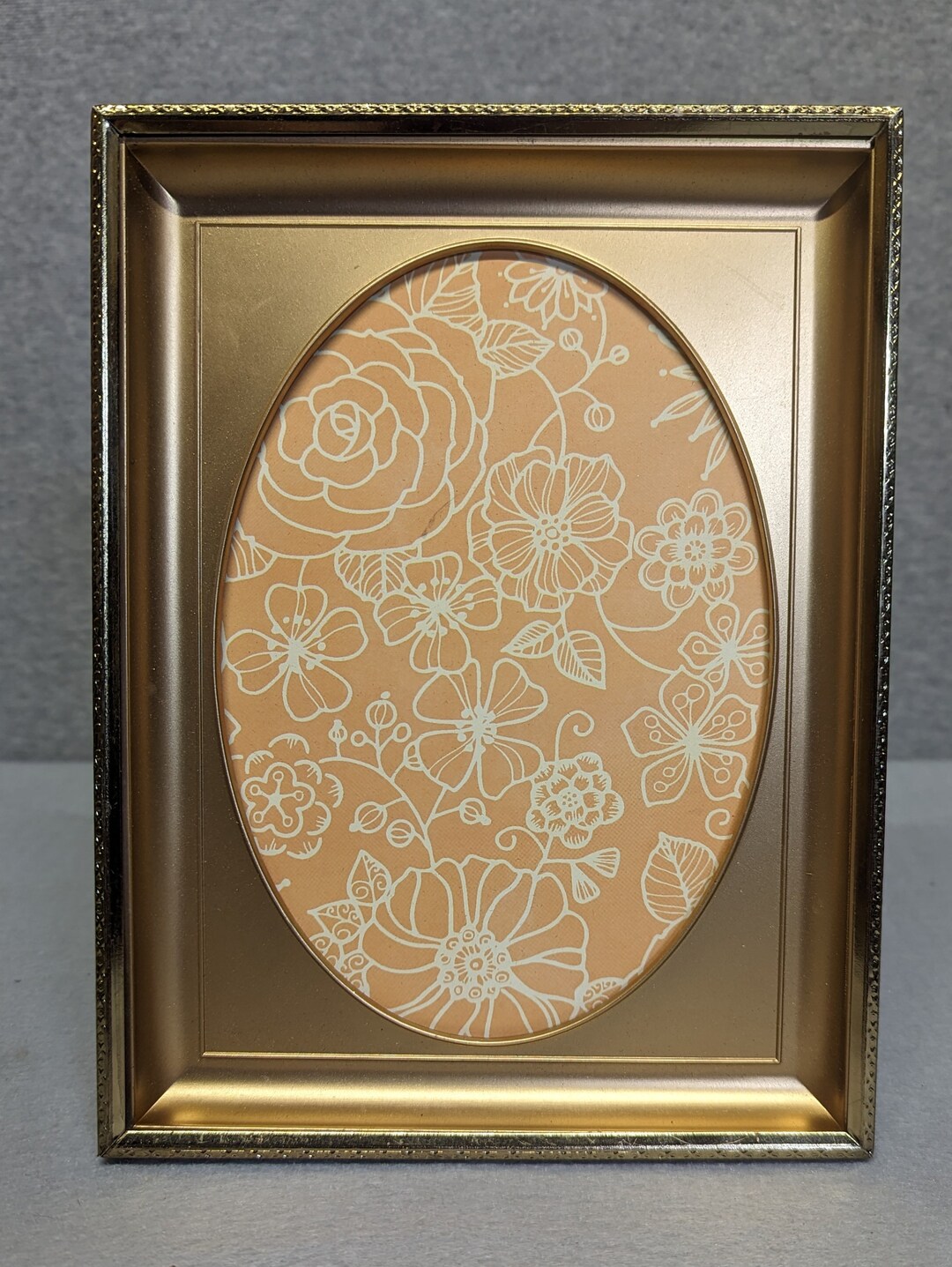 5x7 Metal Box Frame Gold Etched Spandrel Oval Opening With Choice of Glass TWO AVAILABLE Etsy
